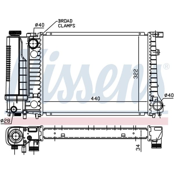 WISCO 1719302 Su Radyatörü Brazıng Mt 440X328X32 Mm Bmw 3 Serisi E30. E36 89-99 5 Serisi E34 87-96