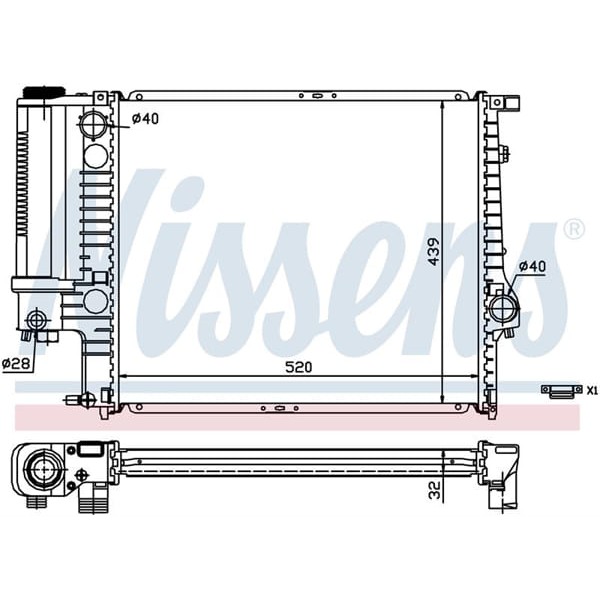 WISCO 1737762 Su Radyatörü Brazıng Mt-At 520X438X32 Mm Bmw 5 Serisi E34 M50 5.20I. 5.25I M40. 5.18I