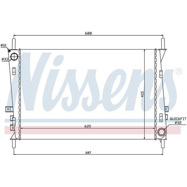 WISCO 1X4H8005AF Su Radyatörü Brazıng Mt-At 620X408X26 Mm Jaguar X-Type 2.0I. 2.5I. 2.0D 02- 