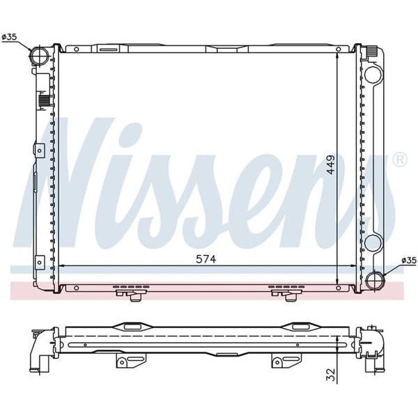 WISCO 2015002203 Su Radyatörü Brazıng Mt 575X448X32 Mm Mercedes Benz 190 W201 E2.3 1986 -
