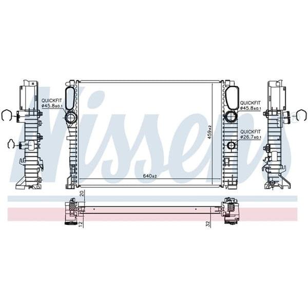 WISCO 2115000202 Su Radyatörü Brazıng Mt-At 640X448 Mm Mercedes E280Cdı. E320Cdı. E270Cdı / 02- 