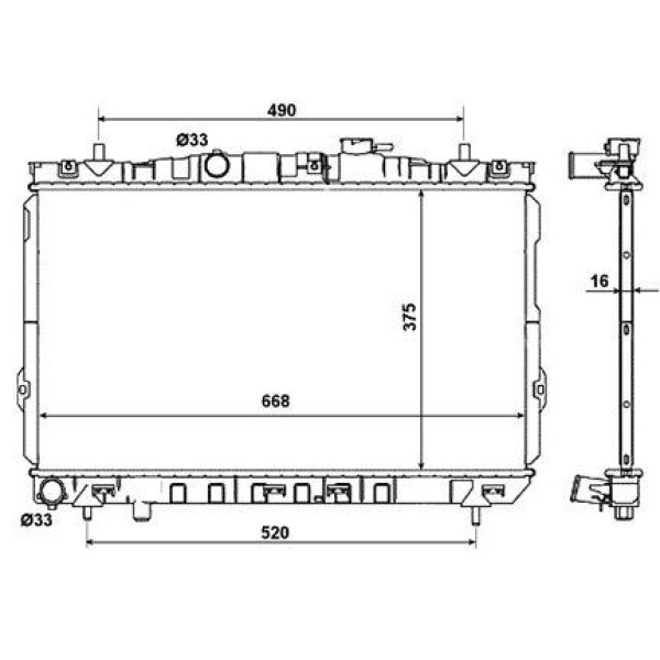 WISCO 25310-2D100 Su Radyatörü Brazıng Mt 375X660X16 Mm Hyundai Elantra 1.6I. 1.8I. 2.0I Benzinli 00