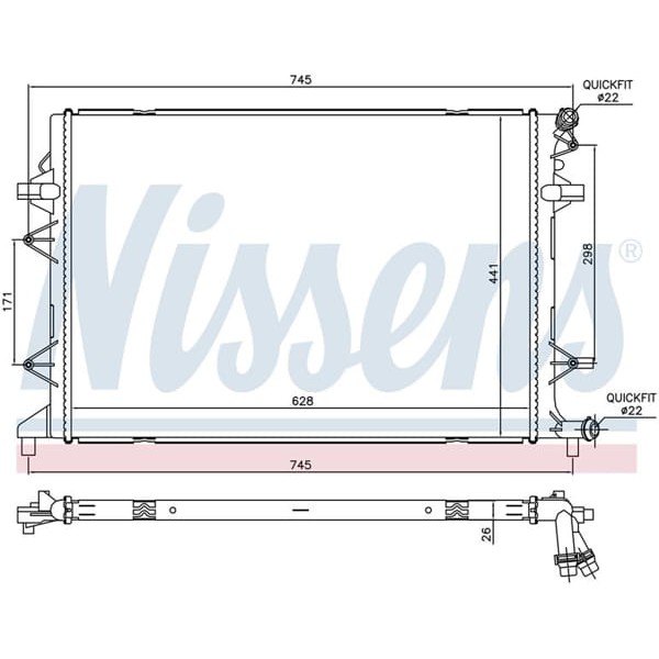 WISCO 5K0121251S Su Radyatörü Brazıng Mt-At 628X436X16 Mm Volkswagen Jetta 1.6TDI. Passat Cc 2.0TDI.