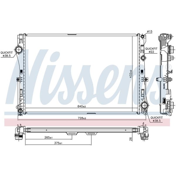 WISCO 995002103 Su Radyatörü Brazıng Mt 640X448X16 Mm Mercedes C Serisi. E Serisi 205. 213 Kasa / W2 