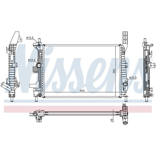 WISCO CV618005VB Su Radyatörü Brazıng Mt 545X358X26 Mm Ford Focus 11- 1.0 Ecoboost 11- 
