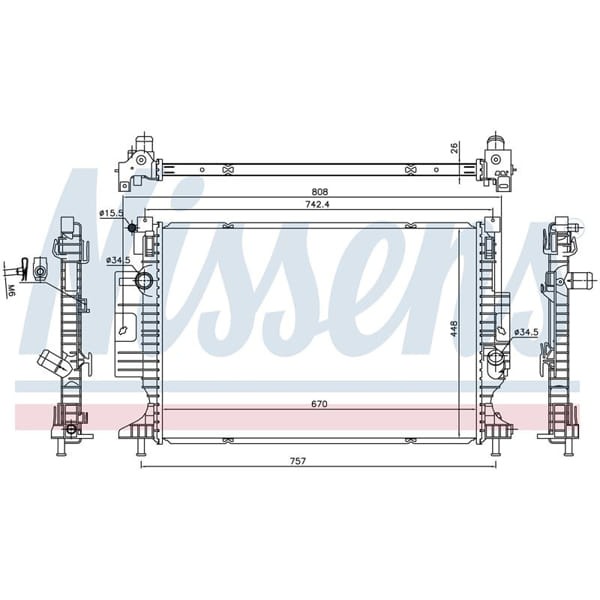 WISCO EJ738005AG Su Radyatörü Brazıng Mt-At 670X458X26 Mm Ford Kuga. Focus 1.5 Ecoboost 13- 