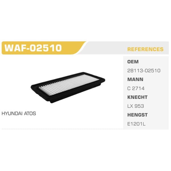 WINKEL WAF-2510 Hava Filtresi Atos 99-05 1.0 54Hp Koli: 20 Ad. 