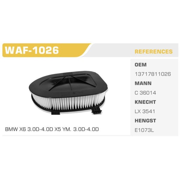 WINKEL WAF-26 Hava Filtresi Bmw X3 F25 Bmw X5 E70 Bmw X5 Bmw X6 E71 Bmw X6 3.0D 4.0D Koli: 10 Ad.