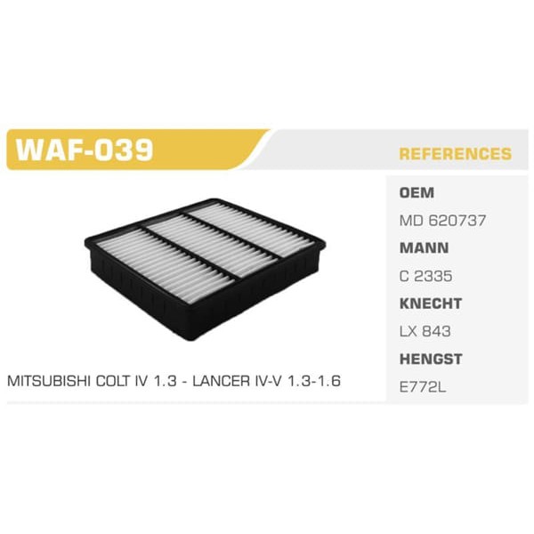 WINKEL WAF-39 Hava Filtresi Colt 94- 1.6 90Hp Koli: 40 Ad. 