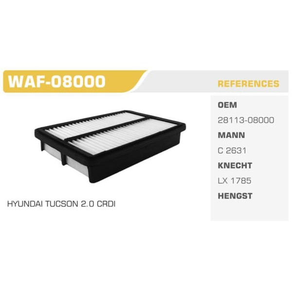 WINKEL WAF-8000 Hava Filtresi Tucson 04- / Cerato 04- Sportage 04- 2.0 CRDI 2.7 V6