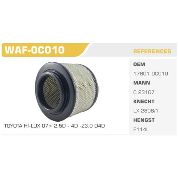 WINKEL WAF-0C010 Hava Filtresi Ranger 06- / Hilux Vigo 06- / Mazda Bt-50 06- 3.0 D4D