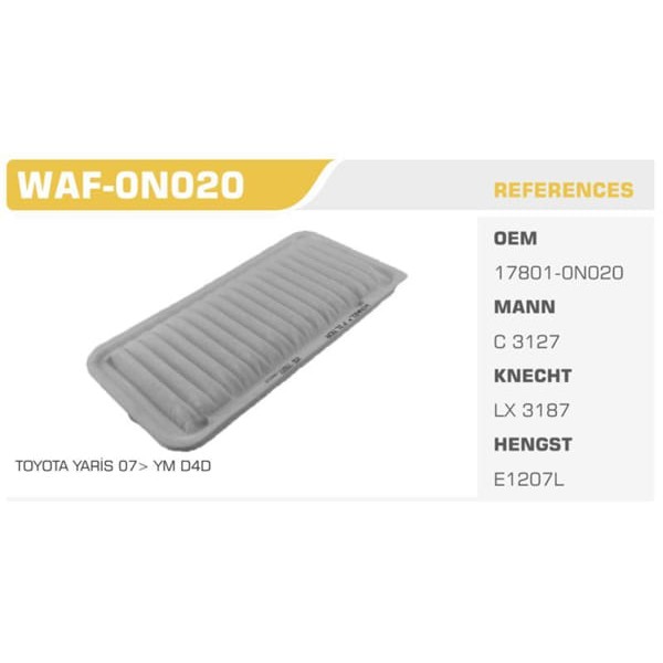 WINKEL WAF-0N020 Hava Filtresi Yaris 06-11 1.4 D4D Koli: 20 Ad. 