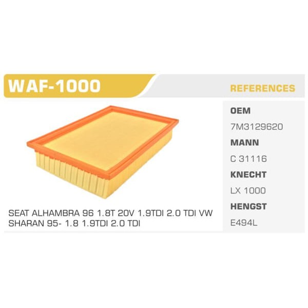 WINKEL WAF-1000 Hava Filtresi Sharan 1.8T 20V 2.0 2.8V6 24V