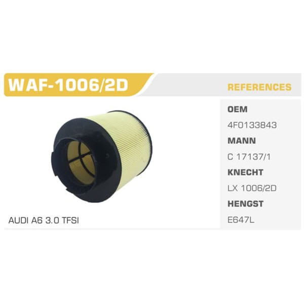 WINKEL WAF-1006-2D Hava Filtresi A6 04- 2.4 2.8 3.0 3.2 Koli: 20 Ad.