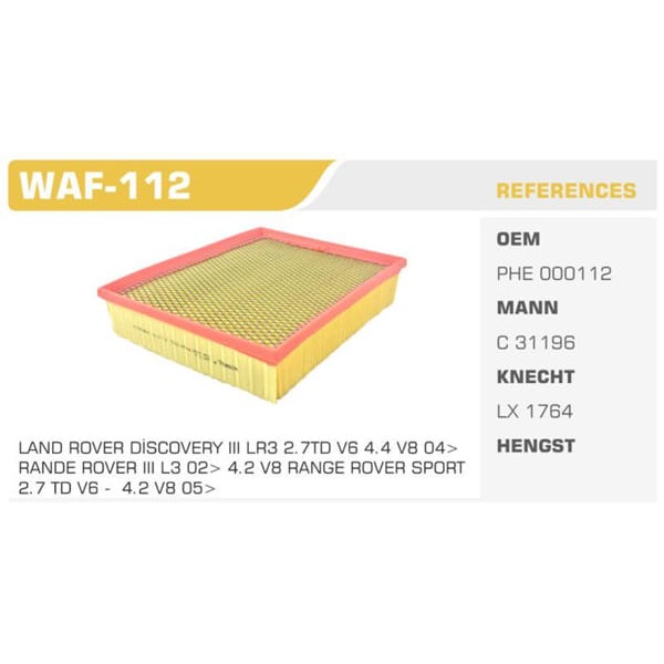 WINKEL WAF-112 Hava Filtresi Discovery III IV Range Rover Sport I 2.7 3.0Td 4.0 4.2