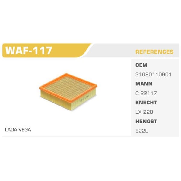 WINKEL WAF-117 Hava Filtresi Saclı Vega Koli: 24 Ad.