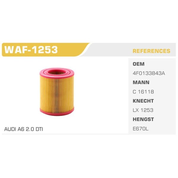 WINKEL WAF-1253 Hava Filtresi A6 08-11 2.0 TDI 2.0 Tfsı Bre Blb