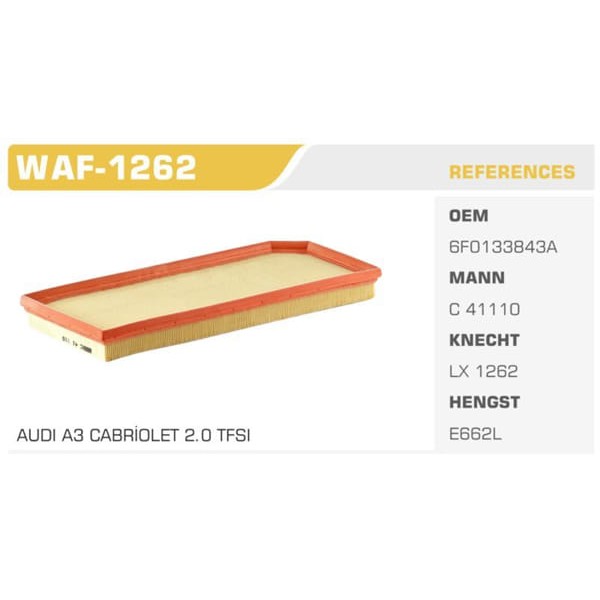 WINKEL WAF-1262 Hava Filtresi Golf V Jetta III Passat / A3 Axx Bpy Bwa Koli: 20 Ad.