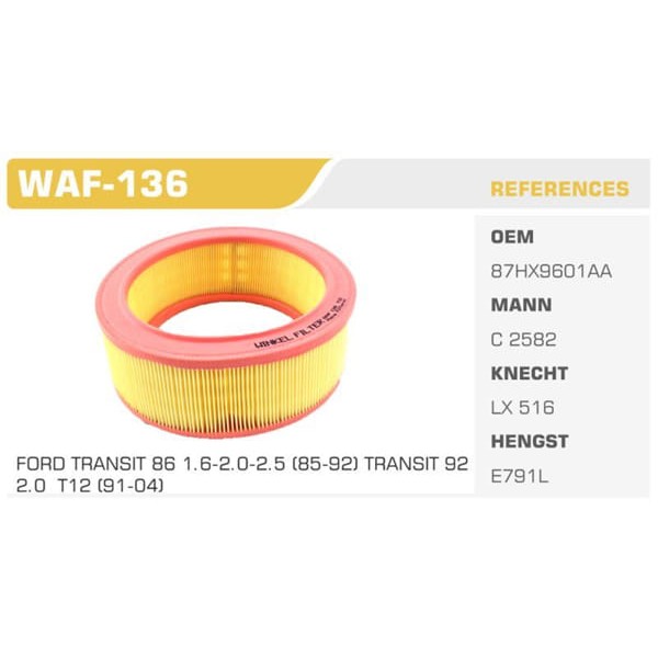 WINKEL WAF-136 Hava Filtresi Transit T12 91- 2.0 90Hp