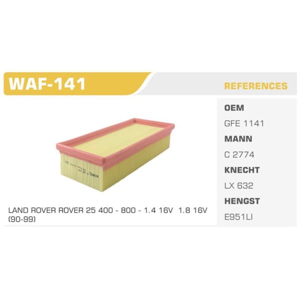 WINKEL WAF-141 Hava Filtresi 25 400 414 93- 1.4 16V