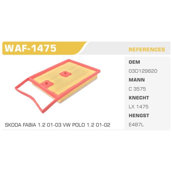 WINKEL WAF-1475 Hava Filtresi Polo IV 9N 02- Polo 14- / A1 / Toledo Ibiza / Fabia 02- Fabia 1.2 Awy
