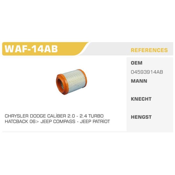 WINKEL WAF-14AB Hava Filtresi Patrıot Caliber Koli: 20 Ad. 