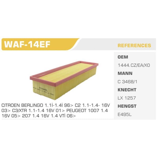 WINKEL WAF-14EF Hava Filtresi 207 Partner / C2 C3 1.6 16V