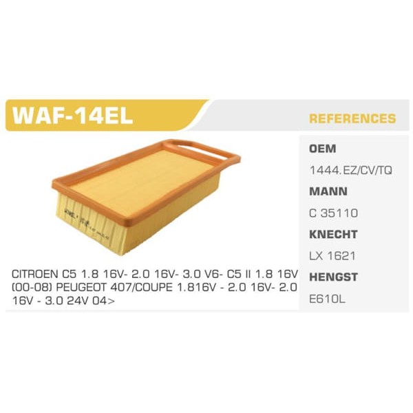 WINKEL WAF-14EL Hava Filtresi 407 / C5 C6 1.8 16V 2.0 2.2 3.0 V6 3.0 16V 
