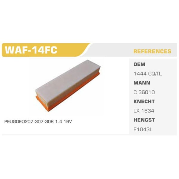 WINKEL WAF-14FC Hava Filtresi 206 307 / C4 1.4 16V Et3J4