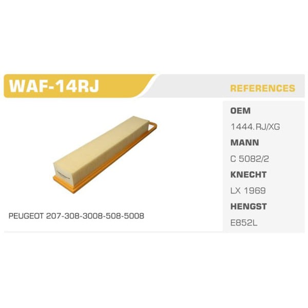 WINKEL WAF-14RJ Hava Filtresi 207 308 3008 Partner II / C3 II C4 Berlingo 1.4 1.6 16V 1.6 Vtı 