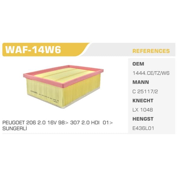 WINKEL WAF-14W6 Hava Filtresi 307 / C4 2.0 HDI Dw10Td 
