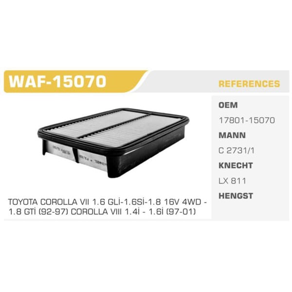 WINKEL WAF-15070 Hava Filtresi Corolla Ae101 93-98 Corolla 93-98 1.6Ie