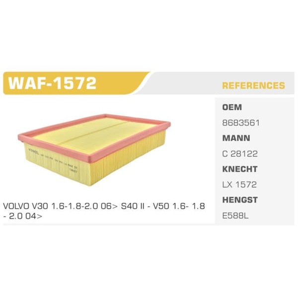 WINKEL WAF-1572 Hava Filtresi Cmax 04-07 Focus II 04- / S40 V50 C30 1.8 2.0 1.6 Tı 