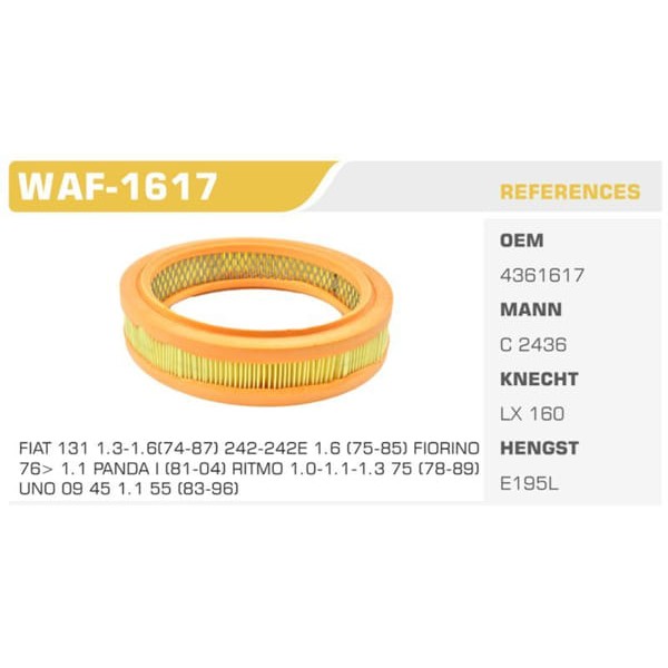 WINKEL WAF-1617 Hava Filtresi Murat 131 Posetlı 
