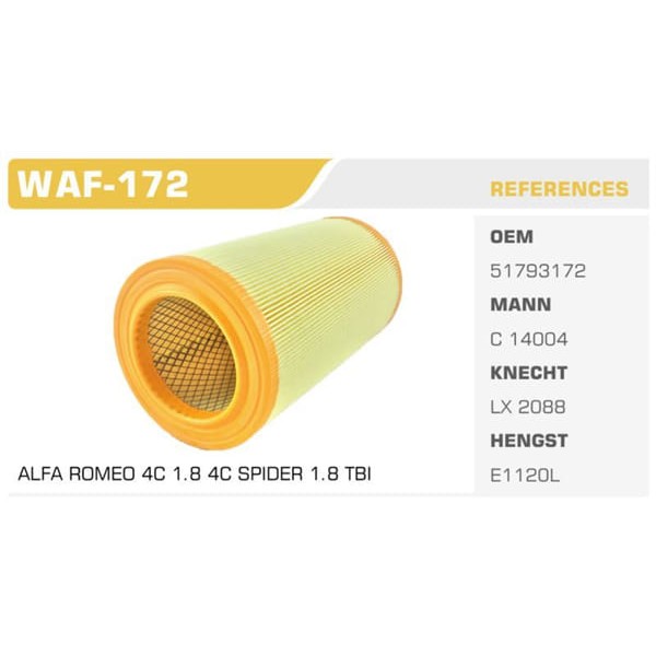 WINKEL WAF-172 Hava Filtresi Bravo 1.4 Tjet 1.6 Dmtj 2.0 Dmtj