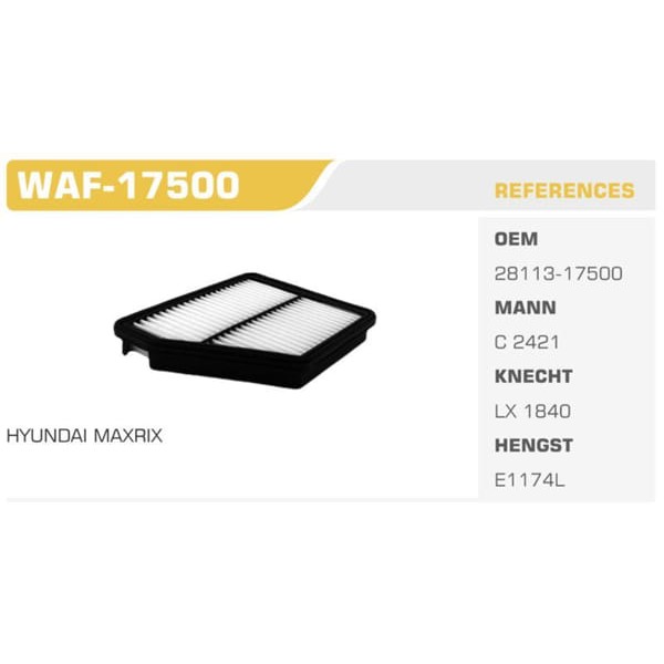 WINKEL WAF-17500 Hava Filtresi Matrıx 06-10 1.5 CRDI Koli: 20 Ad.