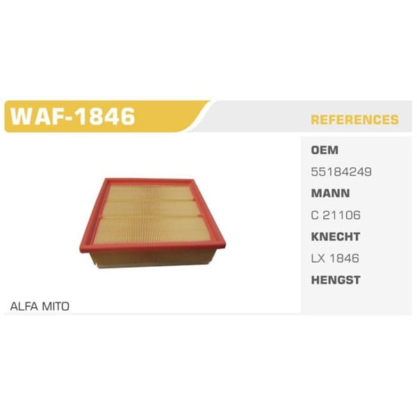 WINKEL WAF-1846 Hava Filtresi Linea 07- Doblo 09- Punto Evo Grande Punto 05- / Mıto 08- / Combo 12-