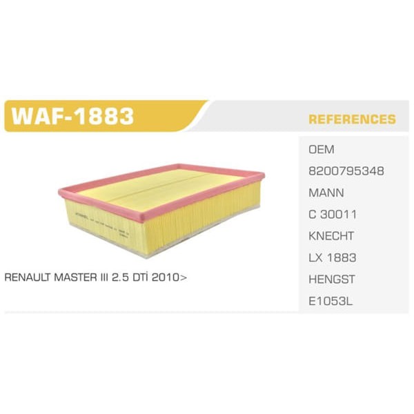 WINKEL WAF-1883 Hava Filtresi Master III 10- / Movano B 10- 2.3 DCI 
