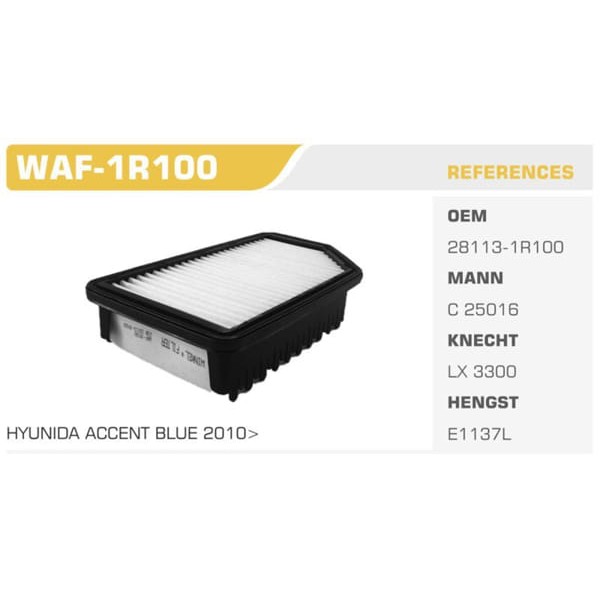 WINKEL WAF-1R100 Hava Filtresi Accent Blue 12- İ20 14- / Rio 11- Soul 1.2 1.4 1.4 CRDI