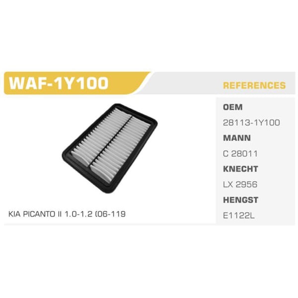 WINKEL WAF-1Y100 Hava Filtresi Santa Fe 10- / Sorento 09- 2.0 CRDI 2.2 CRDI Koli: 20 Ad.