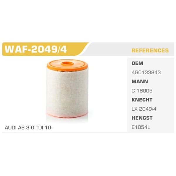 WINKEL WAF-2049-4 Hava Filtresi 2.8 Fsı 3.0 TDI 3.0 Tfsı Koli: 20 Ad. 