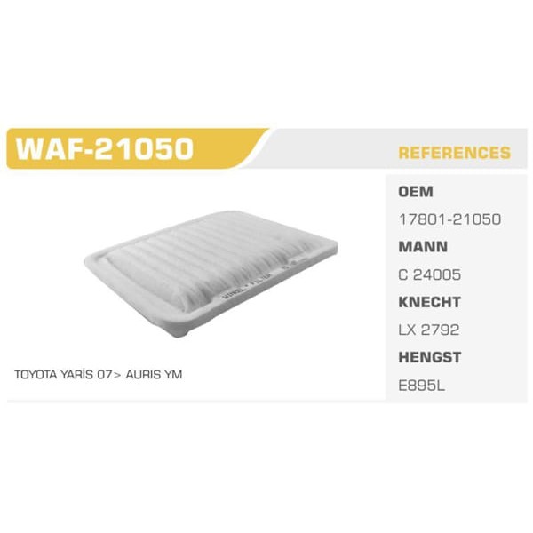 WINKEL WAF-21050 Hava Filtresi Corolla 07-11 Auris 07-11 Avensis 09-12 Rav4 1.3 1.4 1.6 Vvtı 1.5 1.8