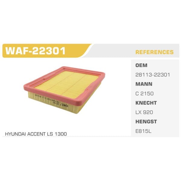 WINKEL WAF-22301 Hava Filtresi Accent 95-00 1.3 