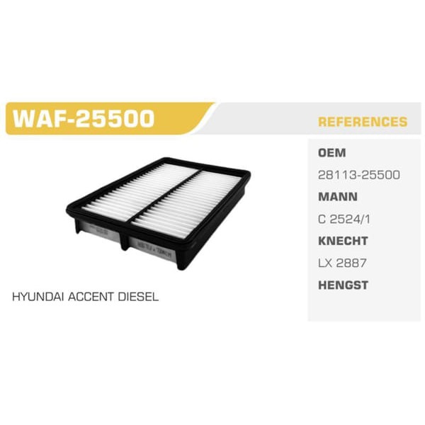 WINKEL WAF-25500 Hava Filtresi Accent Admire 03-06 1.5 CRDI Koli: 50 Ad.
