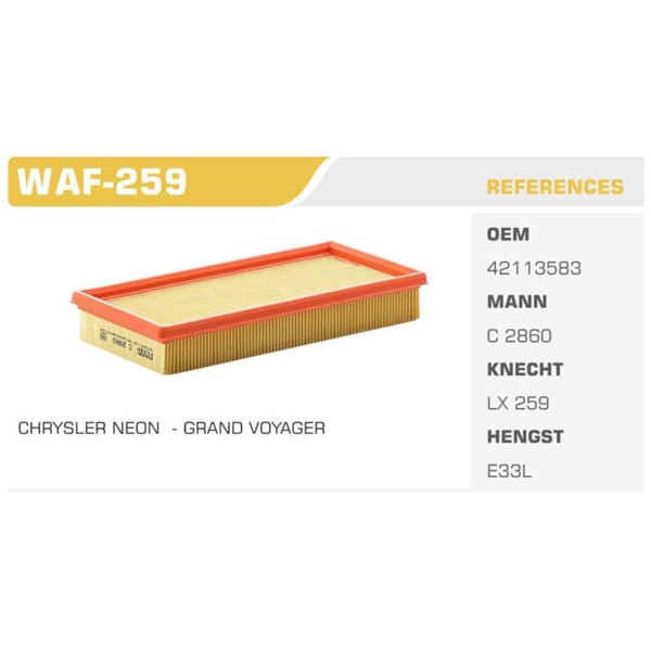 WINKEL WAF-259 Hava Filtresi 80 Koli: 20 Ad. 