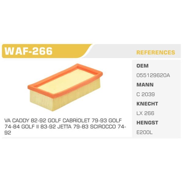 WINKEL WAF-266 Hava Filtresi Golf I II Cabrıo 83-91 