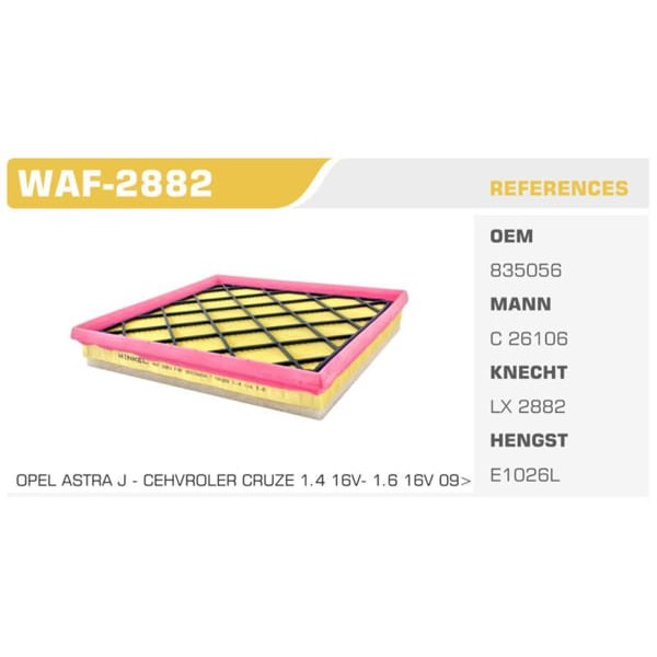 WINKEL WAF-2882 Hava Filtresi Astra J / Cruze 1.4 100Hp 1.6 115Hp