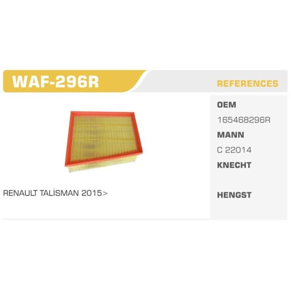 WINKEL WAF-296R Hava Filtresi Megane VI 15- Talisman 1.5 DCI 1.6 DCI