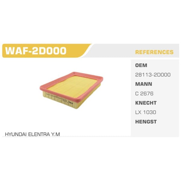 WINKEL WAF-2D000 Hava Filtresi Fiesta IV / Elantra Elantra 00-06 / Cerato 04-10 / Mazda 121 Mazda 62