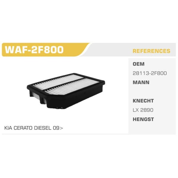 WINKEL WAF-2F800 Hava Filtresi Cerato 08-10 Dizel Koli: 20 Ad. 
